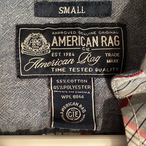 American rag small casual button down.  Multi colored plaid. - Picture 4 of 4